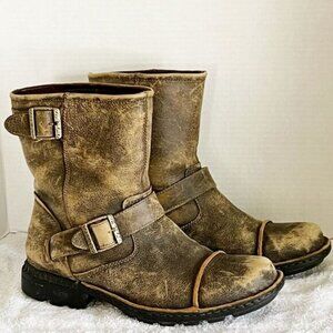 UGG Australia Rockville Brown Distressed Leather Biker Moto Boots Sz Mens 9 5
